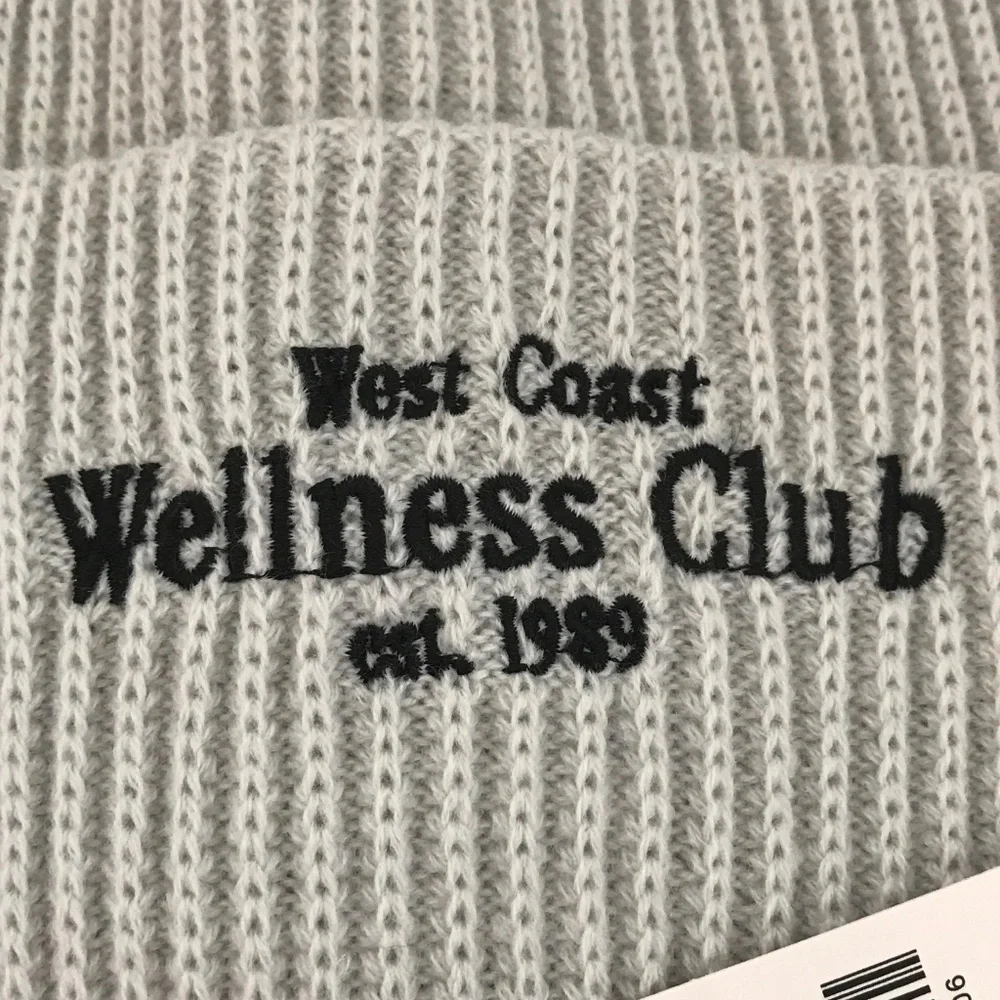 ANTHROPOLOGIE Beanie Hat Daily Practice West Coast Wellness Club Embroidered